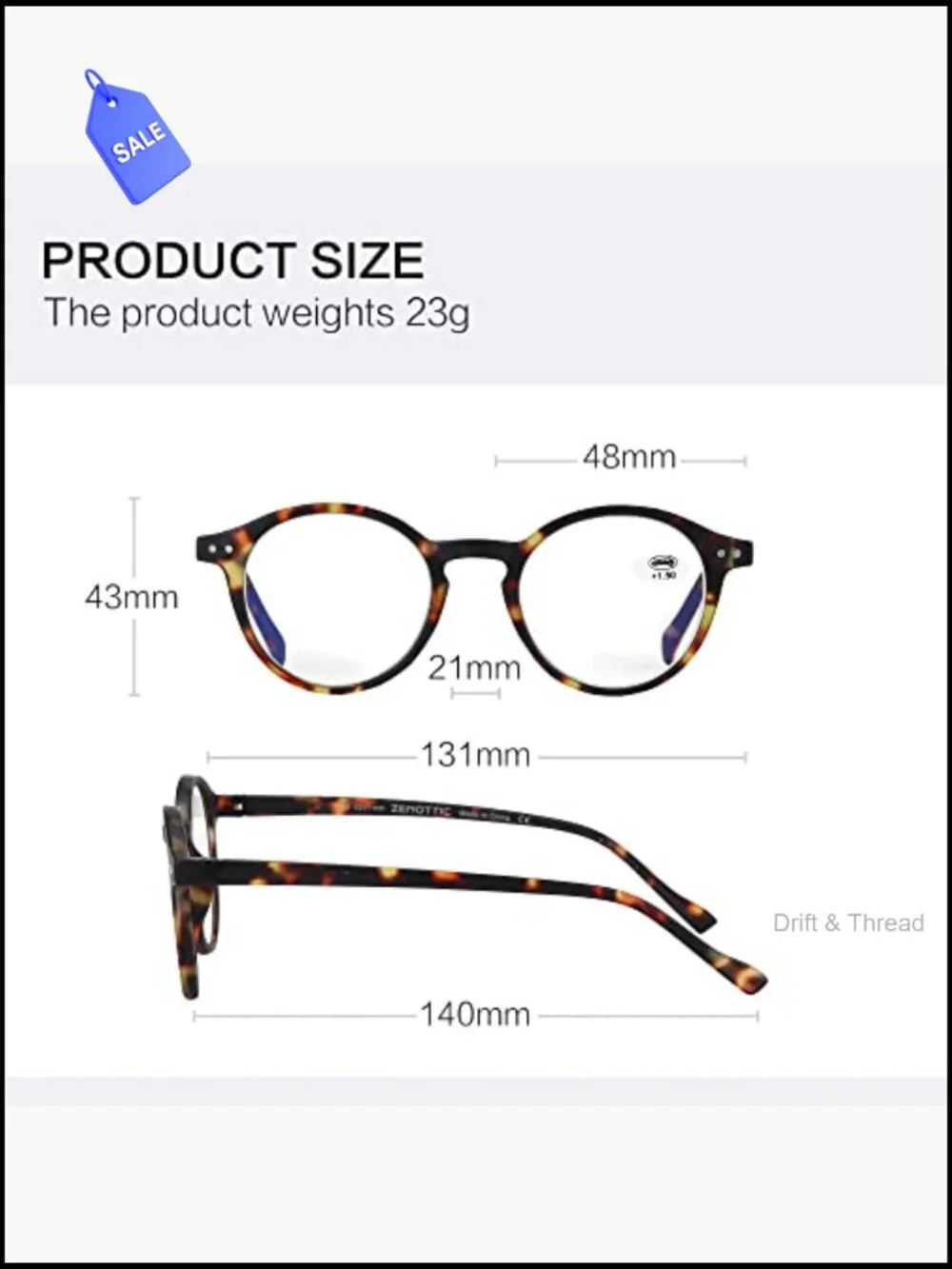 Round Blue Light Blocking Reading Glasses with Anti-Fatigue Lens